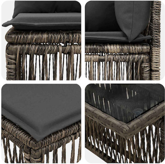Set Cameră De Zi Exterior 7 Piese Gri Cu Perne