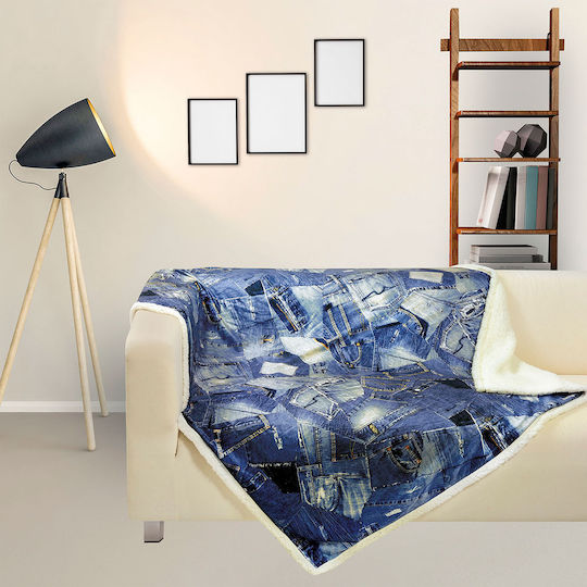 Das Home Sherpa Blanket Sofa 130x160cm Blue
