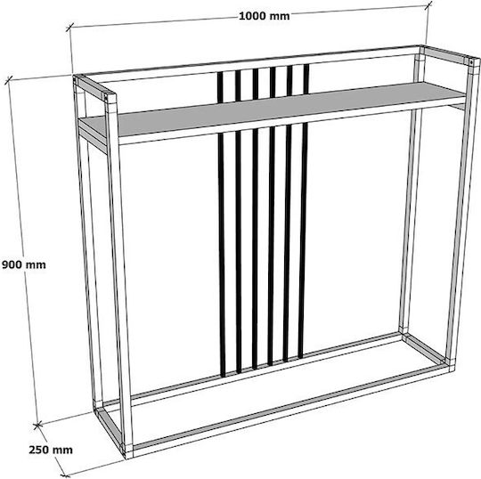 Convida Metal Console Table Gray L100xW25xH90cm