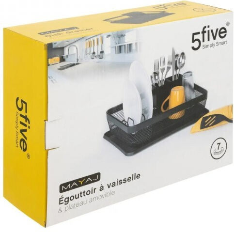 5Five Στραγγιστήρι Νεροχύτη Μεταλλικό Μαύρο 43x32.3x13.5cm