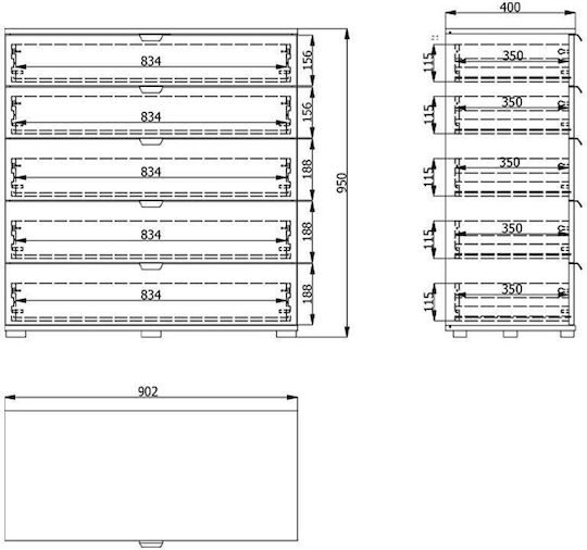 Comodă Dormitor Din Lemn Duero 5F 90 Cu 5 Sertare Gri Grafit 90x40x95cm