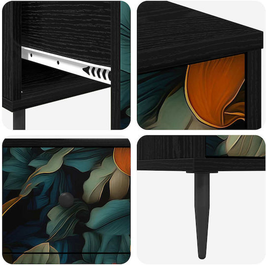 Kommode Schlafzimmer Holz mit 3 Schubladen Orange 66x36.5x76cm