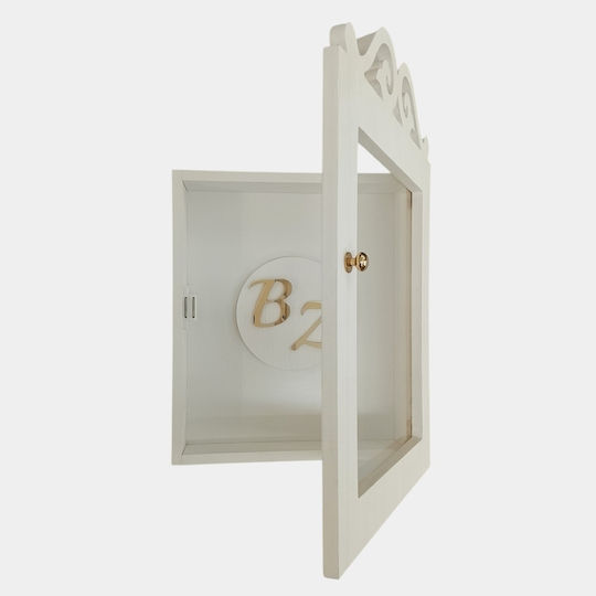 WoodStudio Wall Wedding Crown Case Rectangular Wooden with Monograms 26x36cm (Personalized)