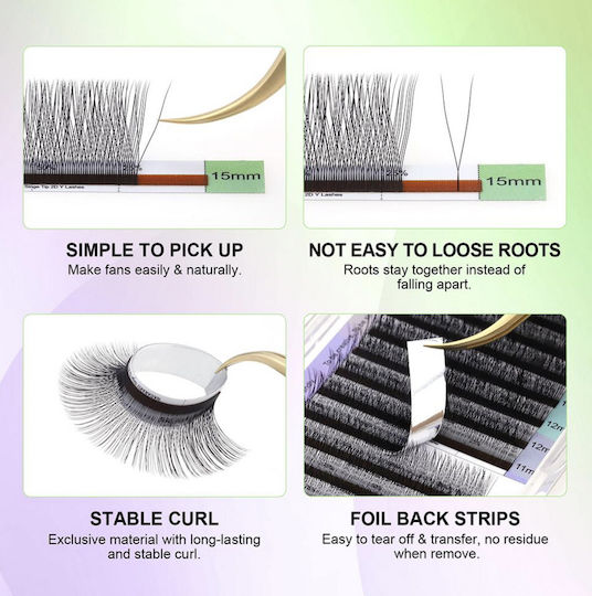 Single Tips 2d Y Eyelash Extension Nagaraku 0.07d Mix 8-12mm