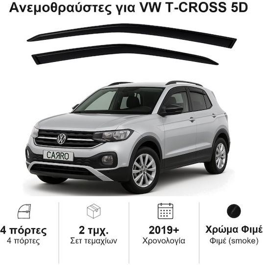 Heko Satz Windabweiser Vordere Dark Fime für Volkswagen T-Kreuz 2Stück
