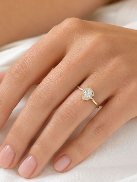Ios Women's Ring with Zircon from 14K Gold