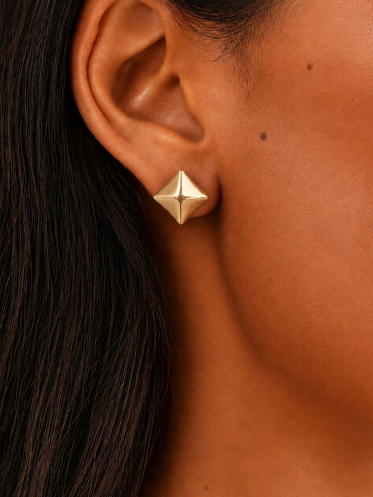 Luigi Ohrringe Stecknadelverschluss Geometrische Form Pyramide Gold