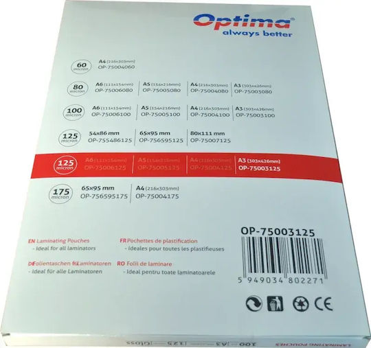 Optima Folie de laminare A3 125 microni