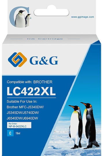 G&G Συμβατό Μελάνι Εκτυπωτή InkJet Brother Brother Lc-422xlc 1500 Σελίδων Κυανό 1τμχ