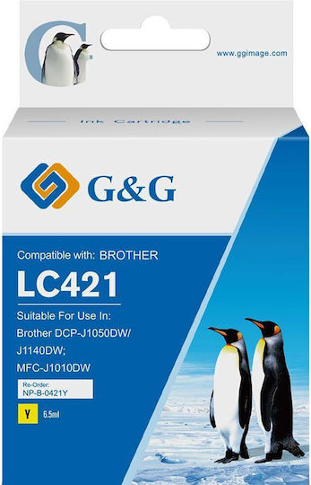 G&G Συμβατό Μελάνι Εκτυπωτή InkJet Brother Brother Lc421y 200 Σελίδων Κίτρινο 1τμχ