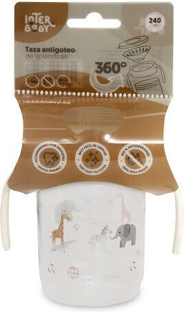 Interbaby Baby Trinklernbecher Kunststoff mit Griffen Beiges für 6m+ 240ml