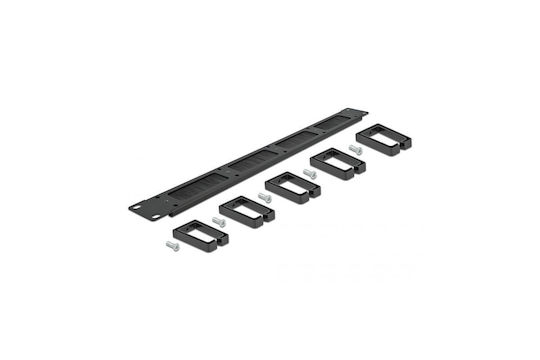 Delock 19" Лента за управление на кабели с четка 5 примки 1U Черна