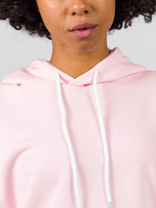 Women's Crop Top Cotton Hooded Pink