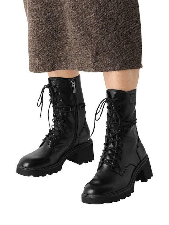 Leather Women's Combat Boots Black