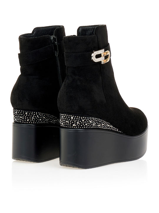 Stiefeletten Damen mit Plattform Schwarz