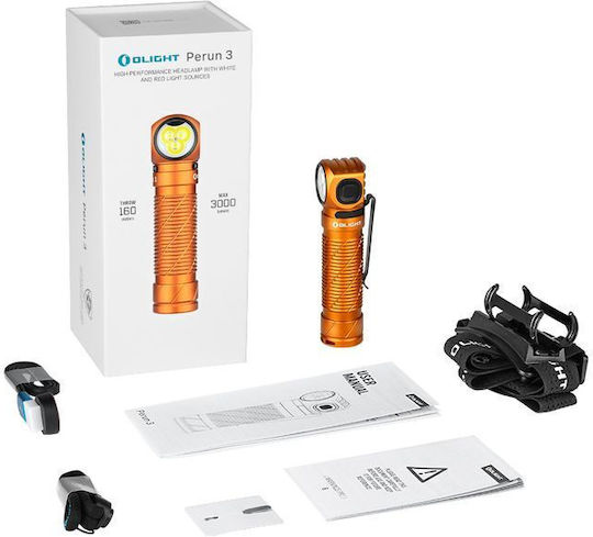Olight Επαναφορτιζόμενος Φακός Κεφαλής LED IP68 με Μέγιστη Φωτεινότητα 3lm Perun 3