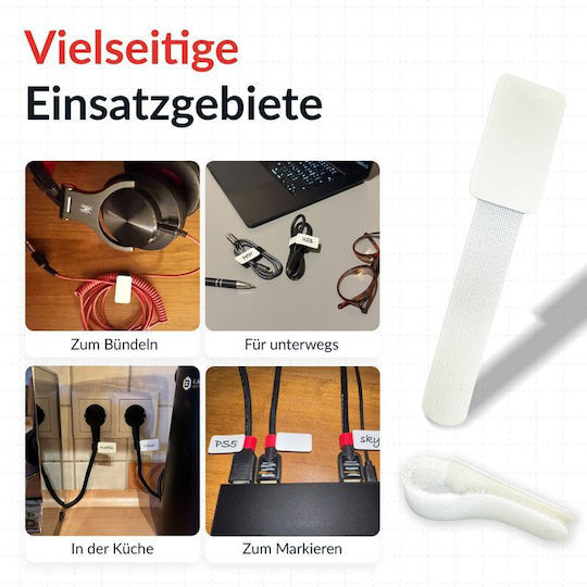 LTC Audio Velcro Kabelbinder in Weißer Farbe (30 Stück)
