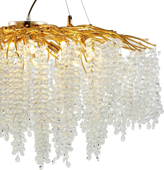 Artekko Hanging Ceiling Light Transparent with Crystals for G9 Socket 80x80cm