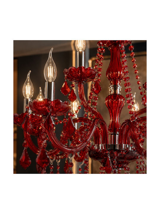 Artekko Chandelier Ø80cm with Red Crystals 023-3242