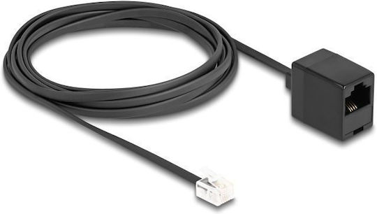 DeLock Плосък телефонен кабел RJ11 6P4C 3m Черен (88094)