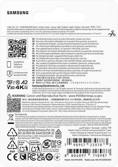 Samsung T9 128GB U3 V30 A2 UHS-I 200MB/s with USB Reader