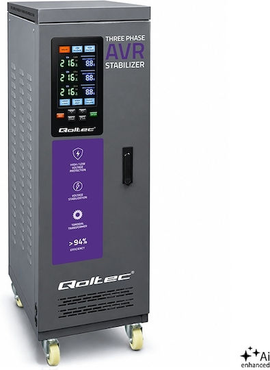 Three-phase Voltage Stabilizer Qoltec Avr Multiprotection 40 Kva Accuracy ± 3% Three-phase Servomotor Lcd Screen