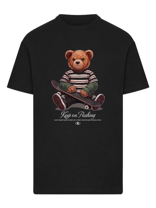 Keep On Pushing Bear Tee Black