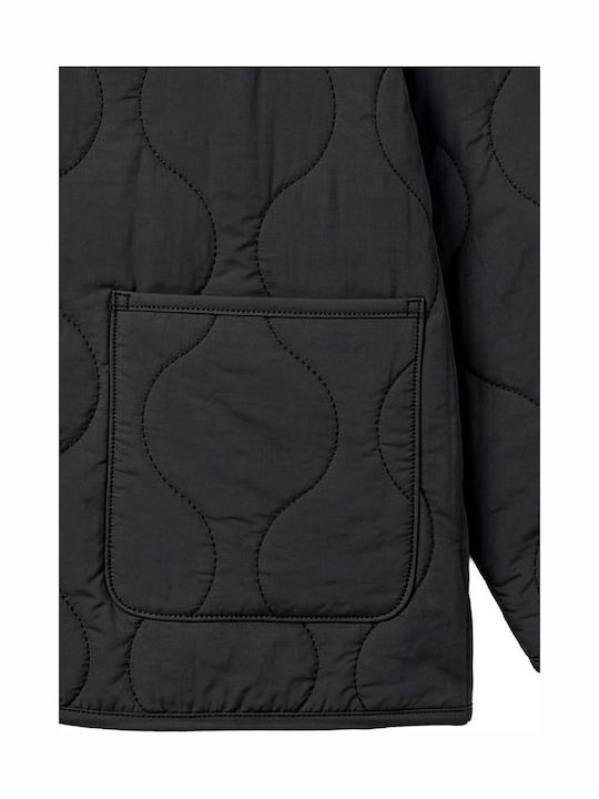 Kids Quilted Short Black Jacket