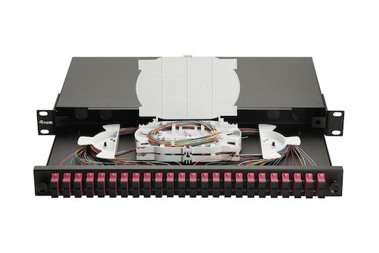 Equip Lwl Spleißkasten 24 Портове Sc-duplex Om4 1u Пълен Черен