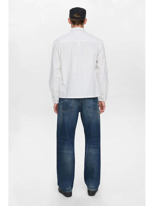 Long Sleeve Shirt Regular Fit Striped Bright White