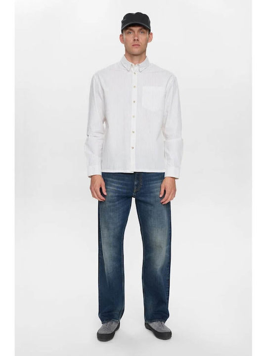 Long Sleeve Shirt Regular Fit Striped Bright White