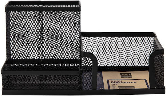 Deli Office Organizer Metal Mesh 3 Compartments Black