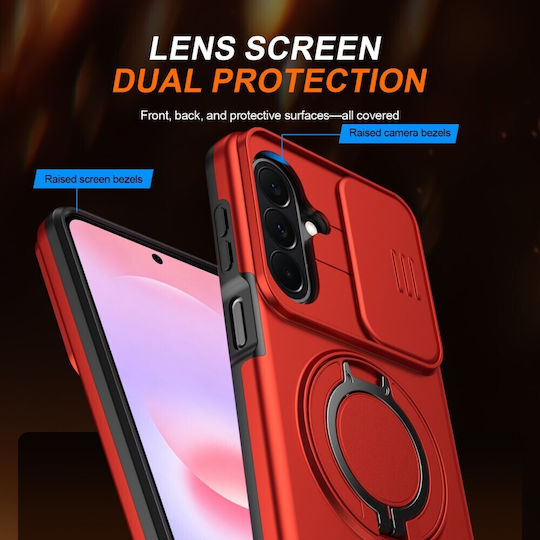 Sliding Cover Hard Case Ring Red Samsung Galaxy A27 5G