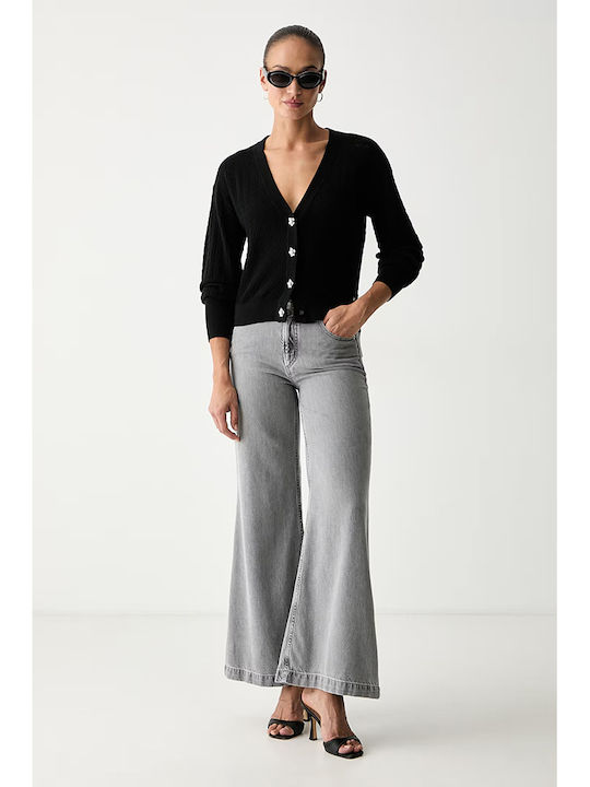 Short Women's Knitted Cardigan Black