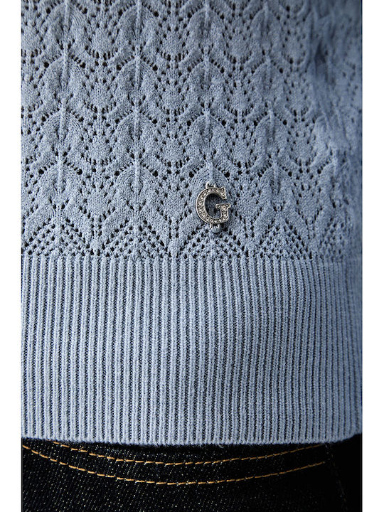 Kurze Gestrickte Damen Strickjacke Hellblau