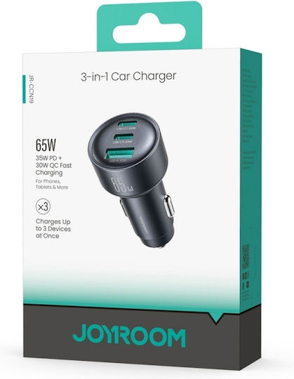 Joyroom Jr-ccn19 65w 3-in-1 Автомобилно зарядно устройство Тъмносив 6942712402007