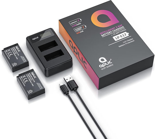 Set 2 Lp-e17 1100 Mah Baterii Încărcător Dublu Cu Afișaj Lcd Canon Eos Rp M3 M5 M6 Eos 77d 200d 250d 750d 760d 800d 80000d Rebel T6i T6s T7i Sl2 Kiss X8i X9