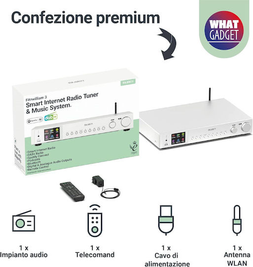 Majority Radio Fitzwilliam 2 Wifi Bt Usb Fm Lineout Display Silver