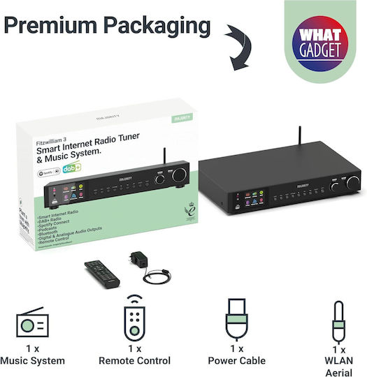 Majority Radio Fitzwilliam 2 Wifi Bt Usb Fm Lineout Display Black