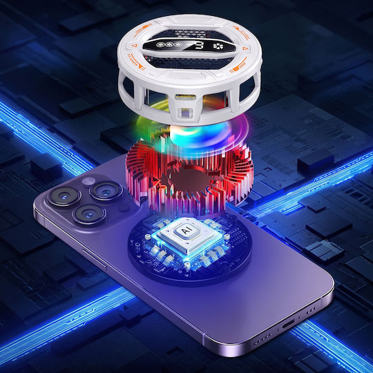 Avizar Magnetic Smartphone Cooler 3 Speeds Digital Screen White