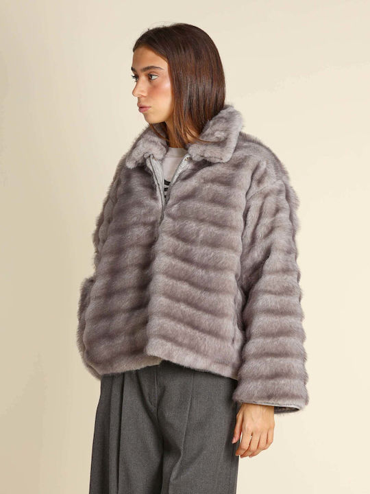 Къса дамска кожа Grey