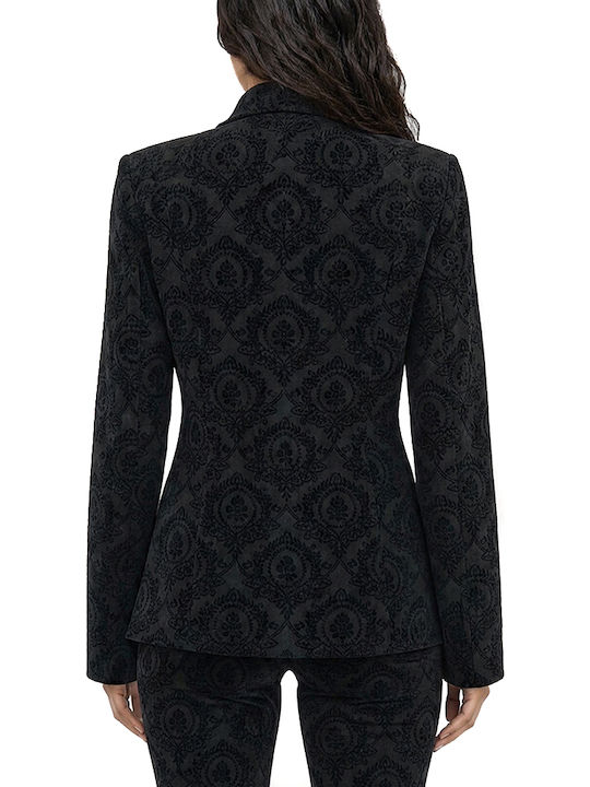 Moutaki Langes Damen Samt Blazer Schwarz