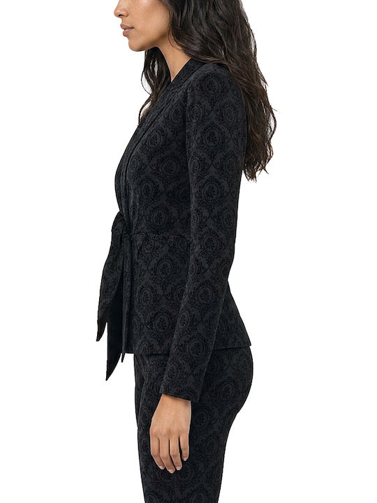 Moutaki Long Women's Velvet Blazer Black