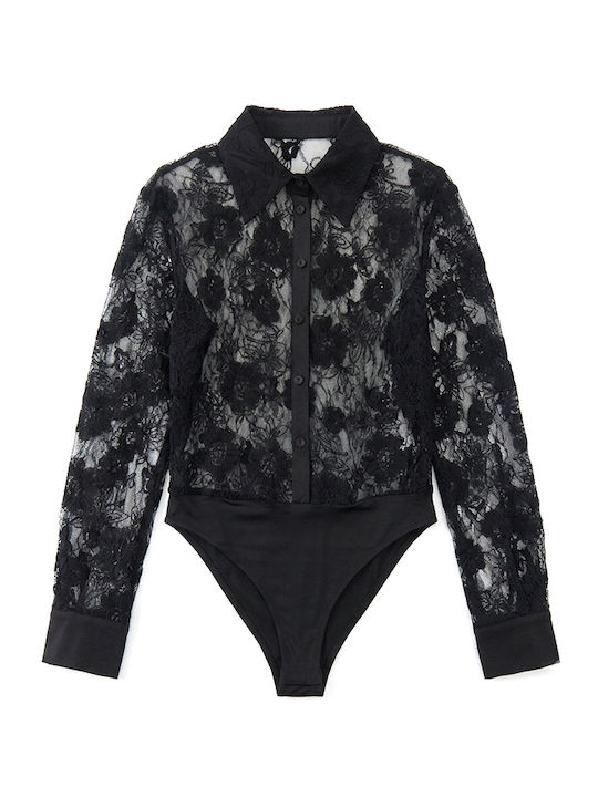 Moutaki Lace Longsleeve Bodysuit Women Moutaki Μαυρο 26.09.115-typos