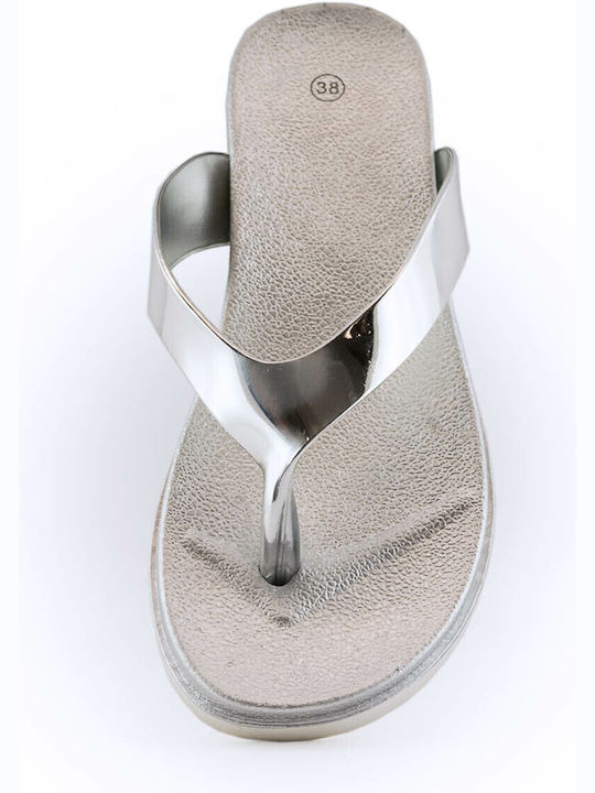 Damen-Flip-Flops - Hausschuhe In Silber Farbe
