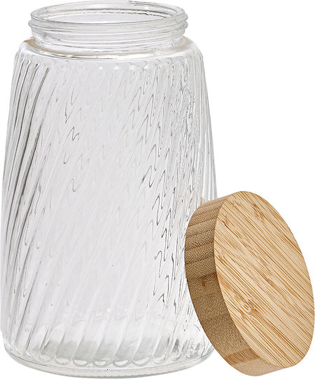 5Five Striva Glass Transparent Jar for Sugar Coffee Cereals with Lid 1700ml