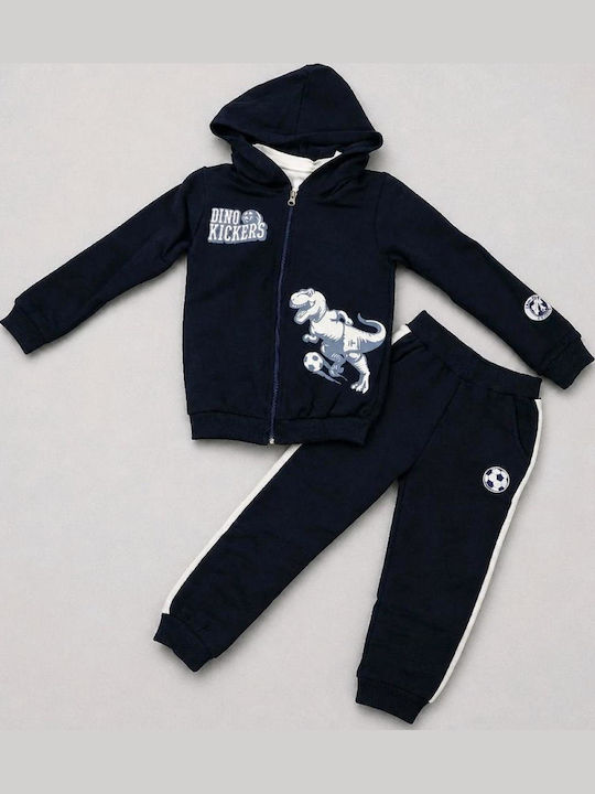 Kids Sweatpants Set With Jacket With Top Blue 3 Pieces