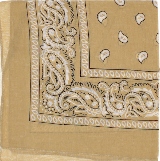 Bandana Din Bumbac Cu Model Mandala ButicCochet 55x55 Cm Bej Es3368