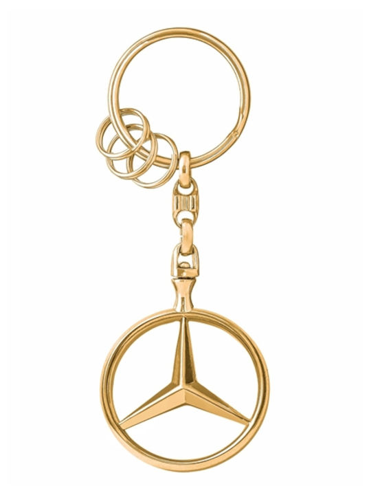 Set Zwei Mercedes-Benz Brussels Depox Schlüsselanhänger Glossy Finish 3 Zusätzliche Ringe 9 Cm Gold Silber