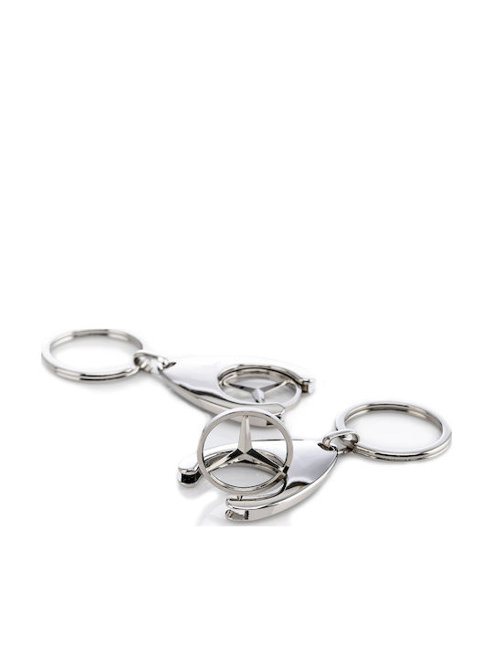 Set 2 Brelocuri Mercedes-Benz Metalice Design Elegant Inele Pentru Chei Aurii Argintii 7,5 Cm/9 Cm
